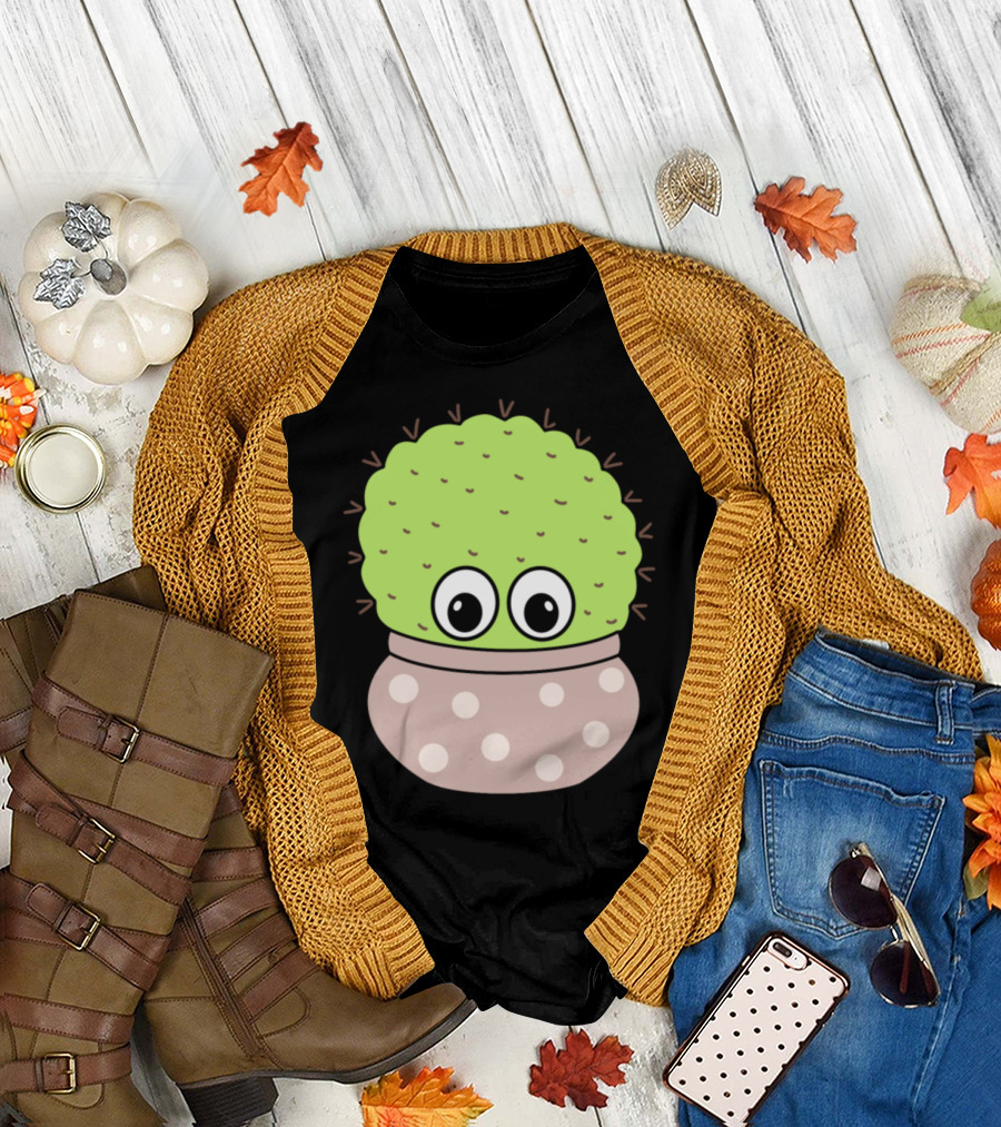 Chunky Cactus Big Eyes Polka Dot Jar T-Shirt