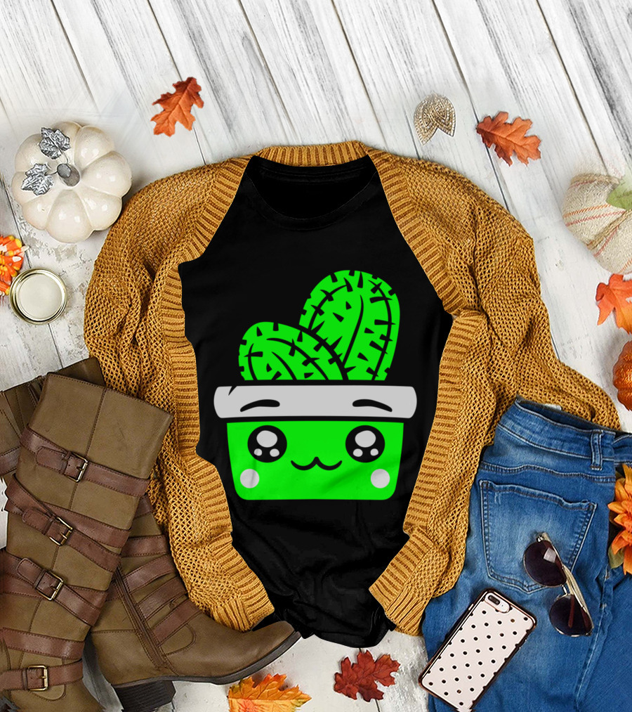 Face Baby Cactus Comic Cartoon Cactus Flower T-Shirt