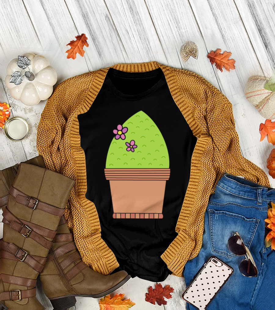 Fancy Suburban Cactus Potted with Flowers T-Shirt