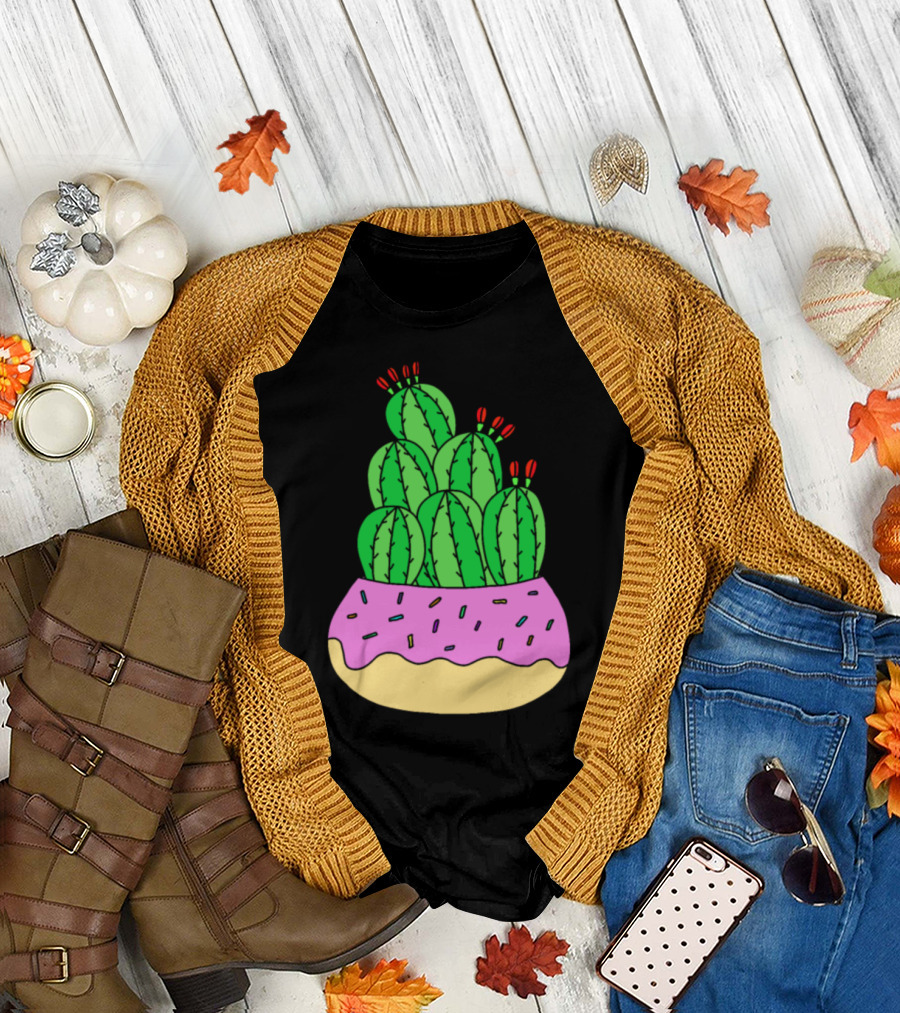 Growing Competition Cactuses Donut Dessert T-Shirt
