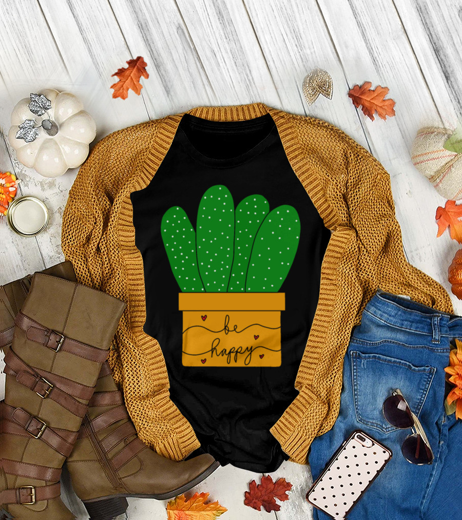 Be Happy Cacti Bunch T-Shirt
