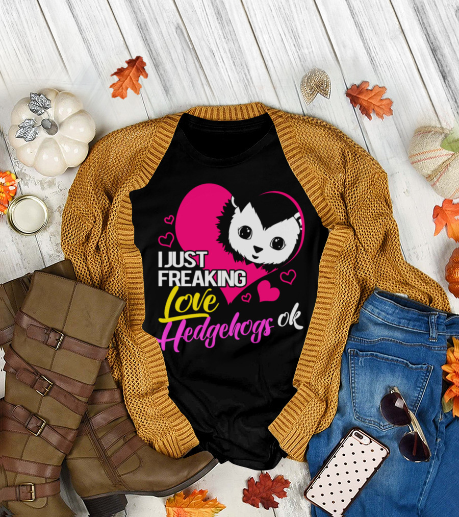I Just Freaking Love Hedgehogs Ok Retro 70s Vintage Animal Lover T-Shirt