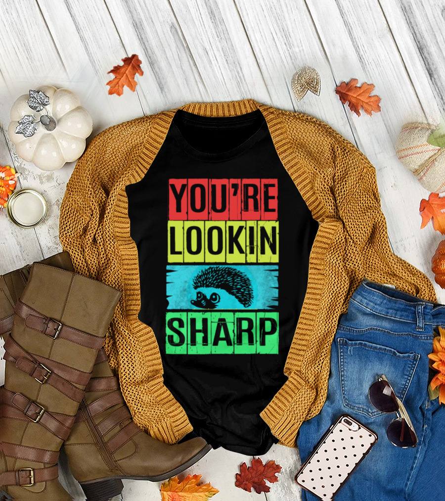 Hedgehog You're Lookin Sharp Retro 70s Vintage Animal Lover M8 T-Shirt