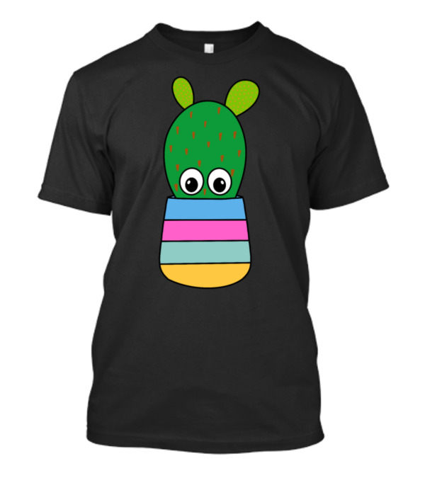Hybrid Cactus Big Eyes In Striped Colorful Pot T-Shirt