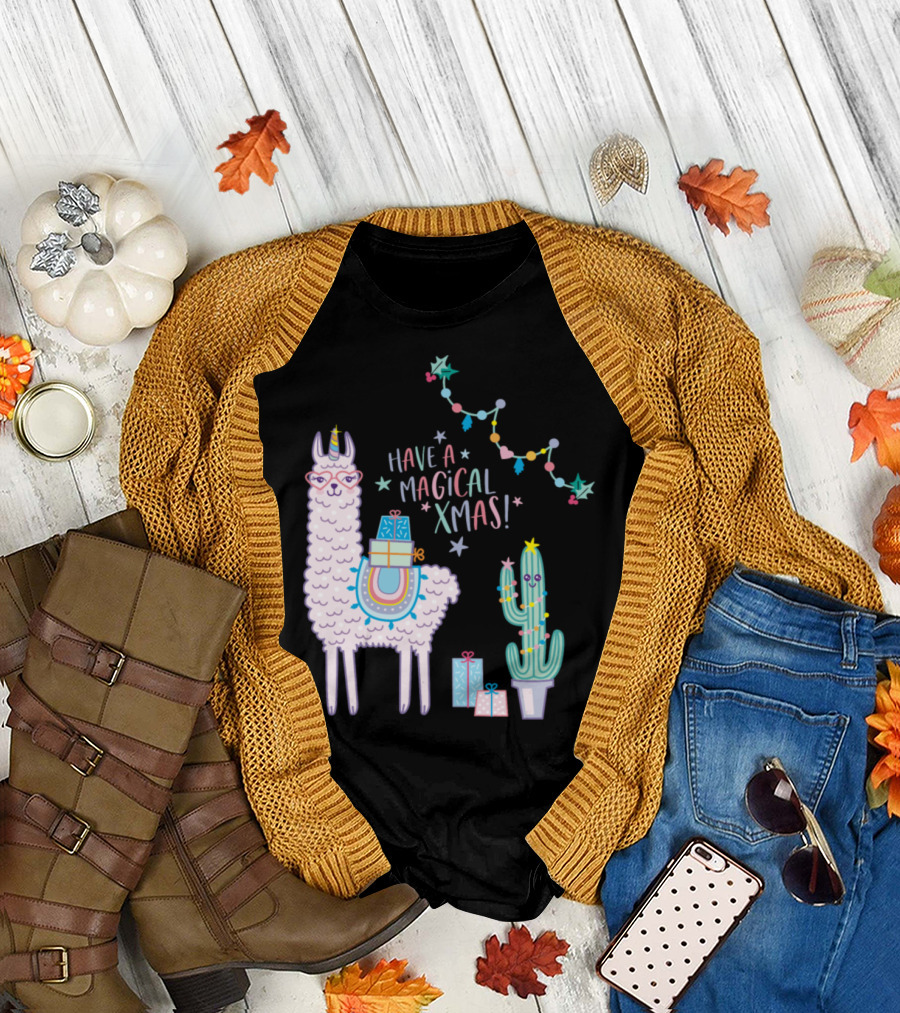 Have a Magical Xmas Llamacorn Llama Unicorn Holiday T-Shirt