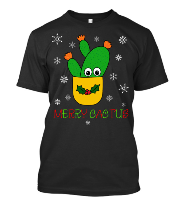 Merry Cactus Snowflakes Opuntia Microdasys Cactus In Pot T-Shirt