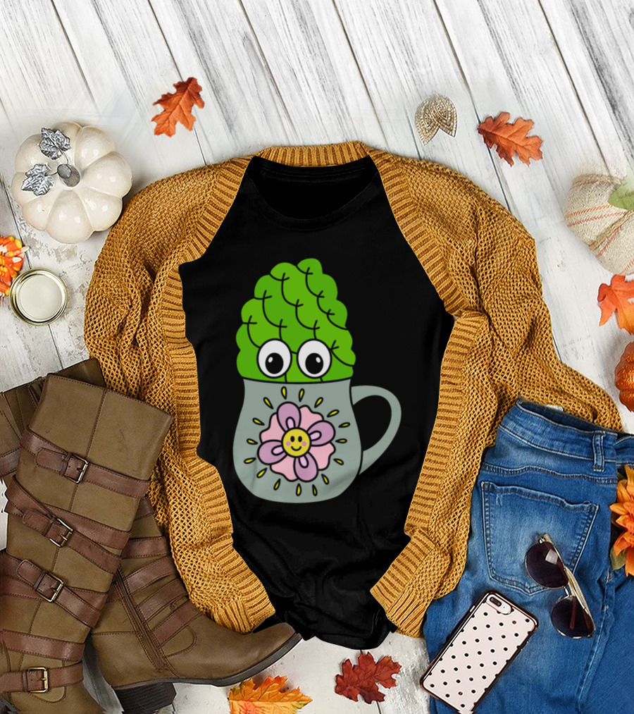 Mini Cactus In Flower Smile Mug T-Shirt