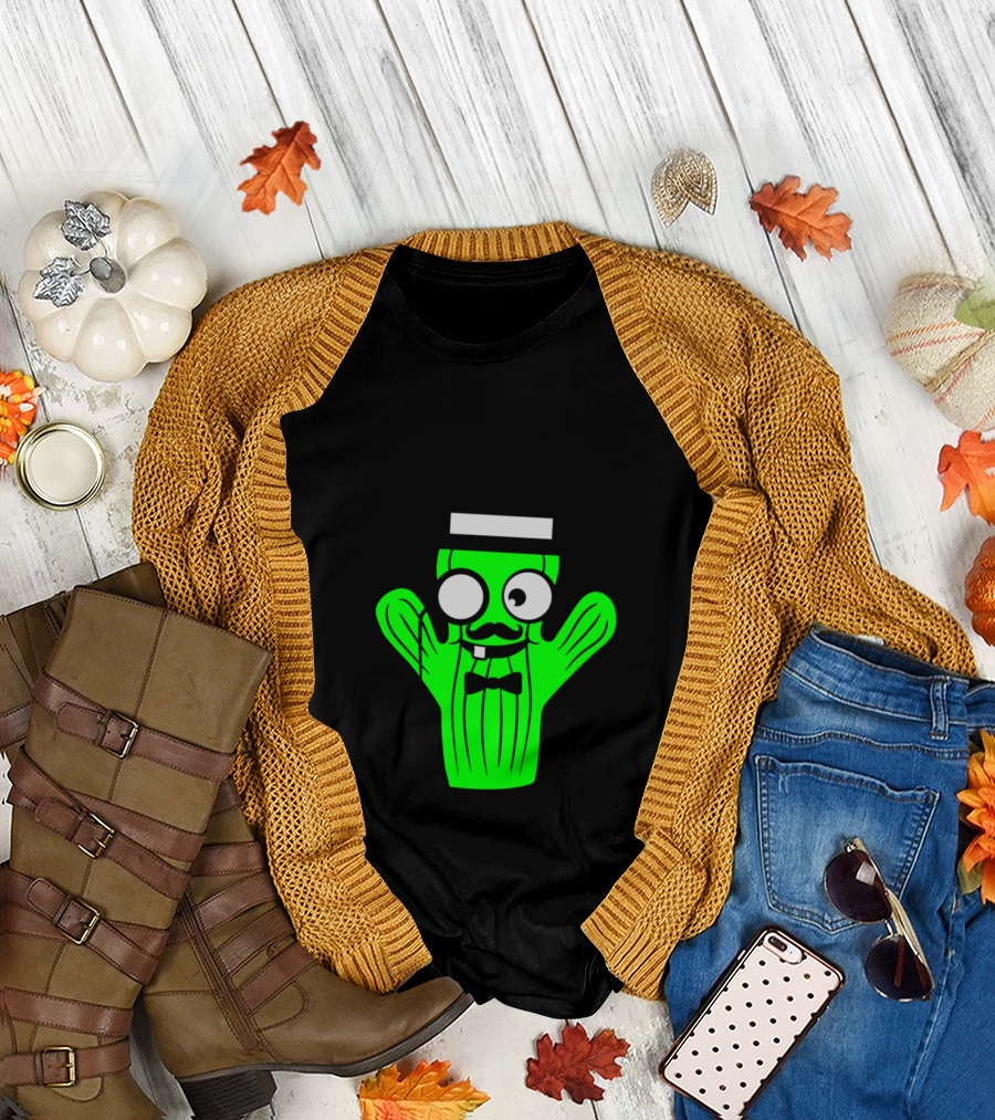 Mr Sir Gentlemen Child Man Young Monokel Cactus with Top Hat and Monocle T-Shirt