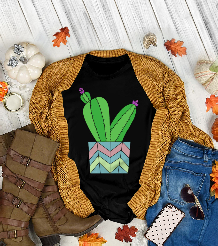 Pastel Pot Zigzag Cactus T-Shirt
