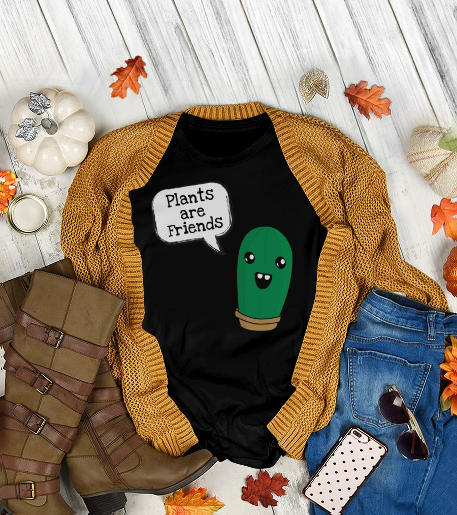 Plants Are Friends Happy Cactus T-Shirt