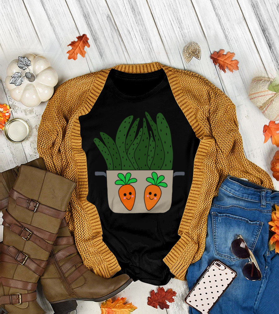 Happy Carrots and Succulents in Cooking Pot T-Shirt