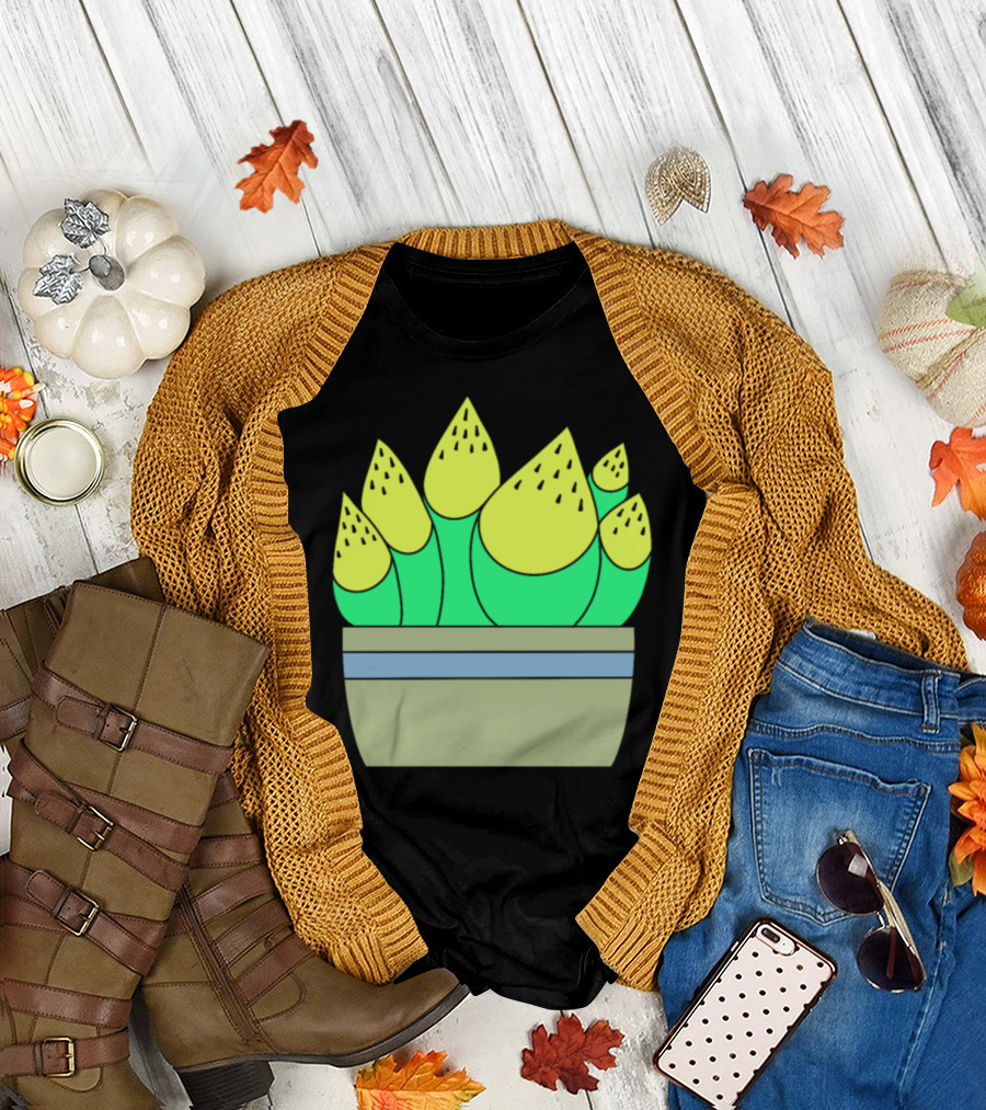 Yellow Top Succulents Light Green Planter T-Shirt