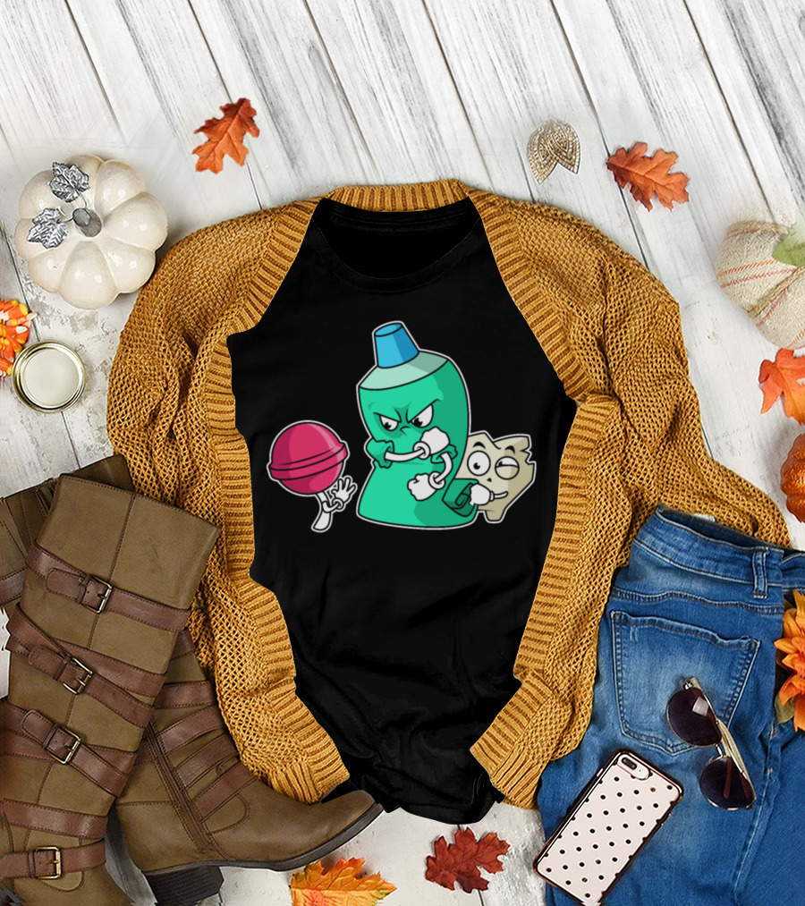 Toothpaste and Tooth Team Confronts Candy T-Shirt