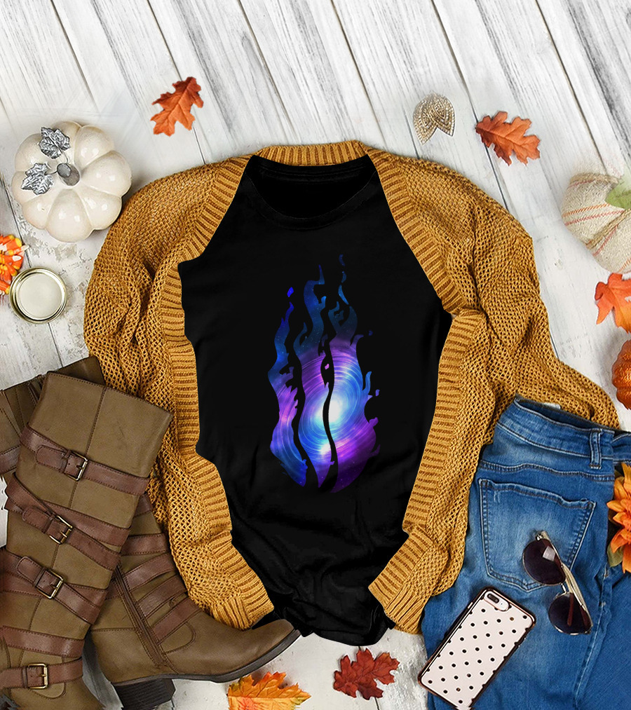 Preston The Galaxy Black Hole Flame Swirl Cosmos T-Shirt