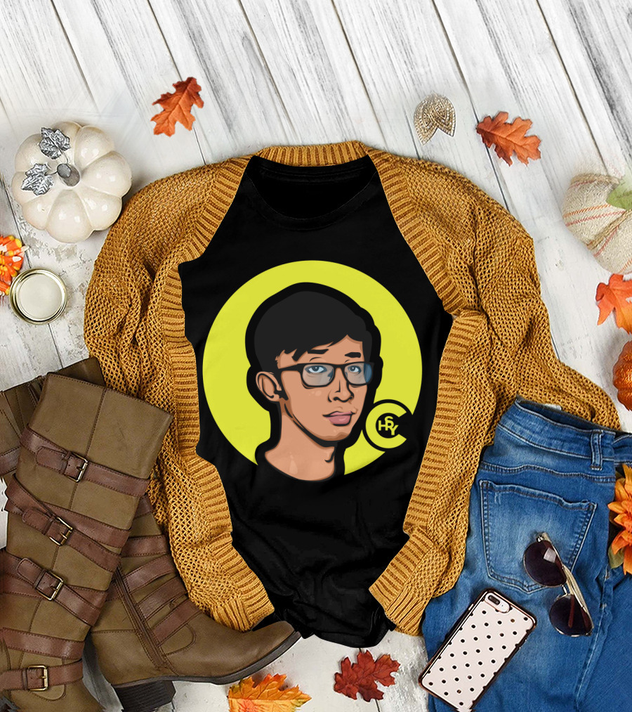 Paolul HRY Digital Cartoon Portrait with Glasses T-Shirt
