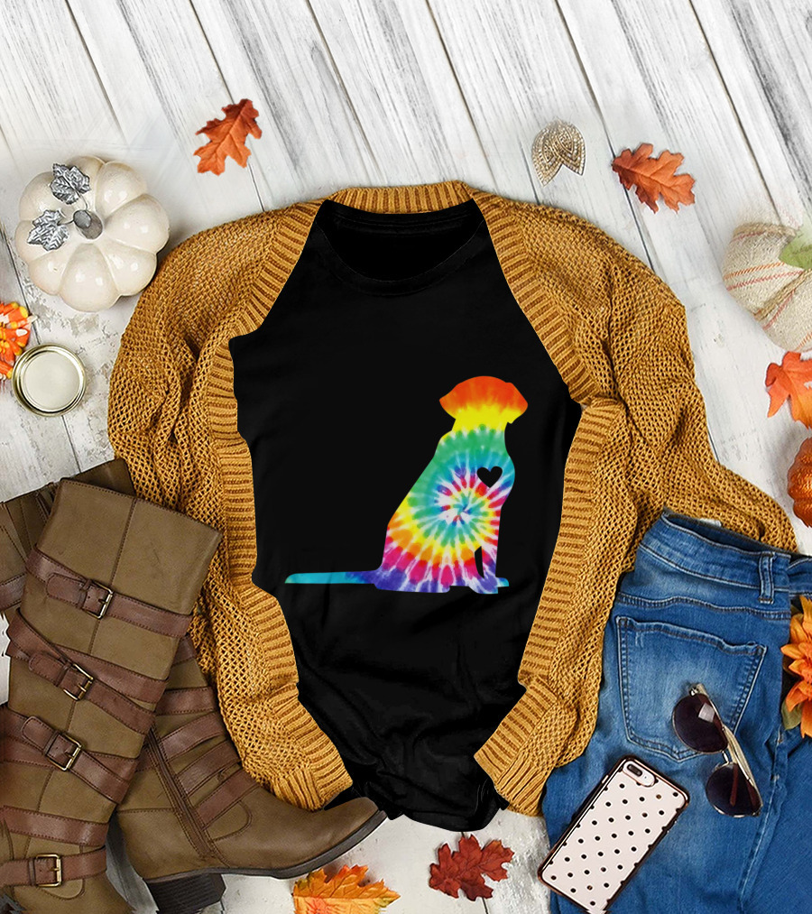 Tie Dye Labrador with Heart Hippie Dog T-Shirt