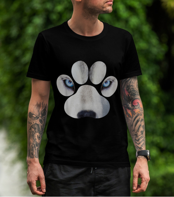 Paw Print Siberian Husky Eyes Awesome Cute Huskies T-Shirt