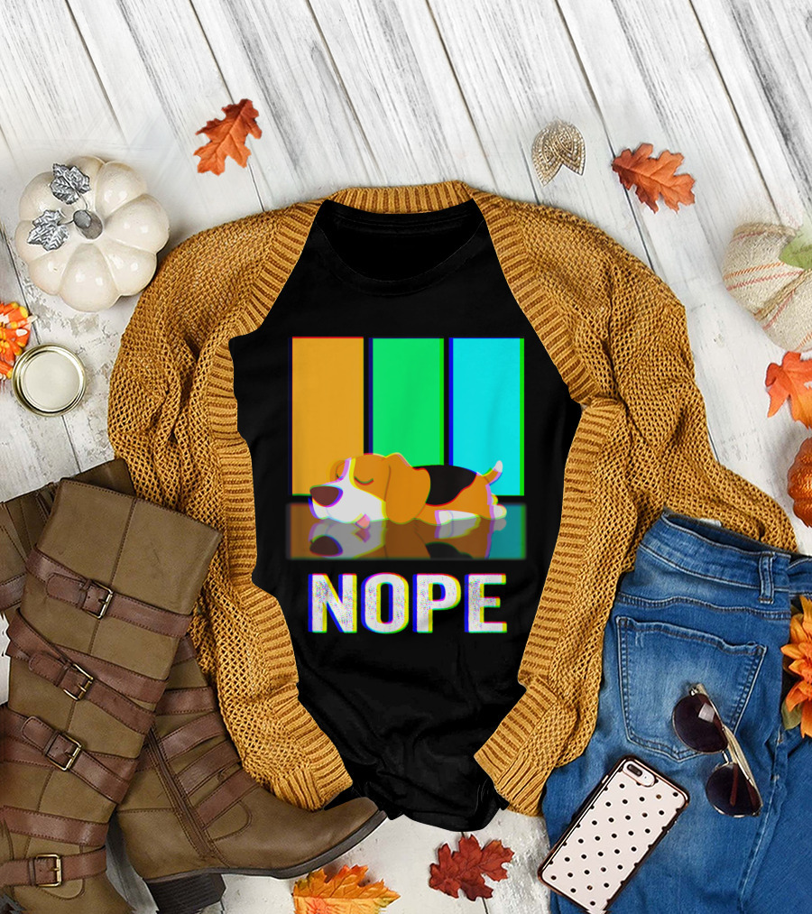 Beagle Nope Today Color Bars Sleeping Dog T-Shirt