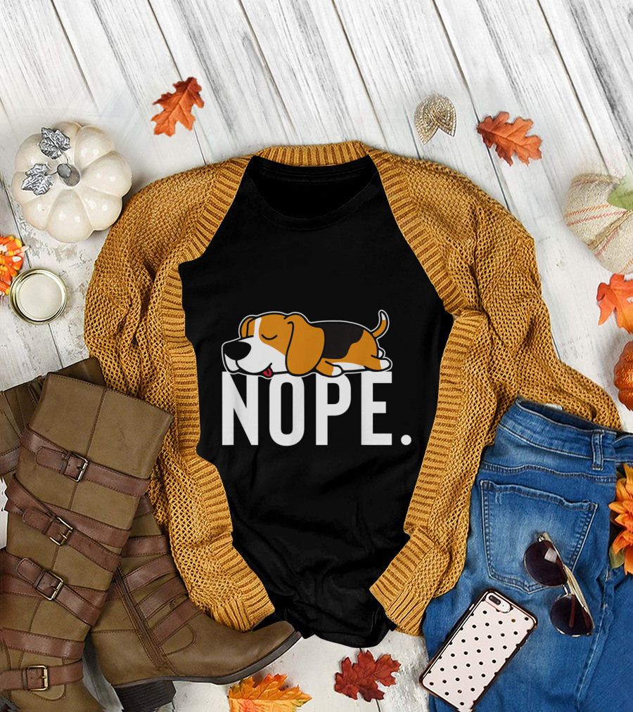 Nope Funny Lazy Beagle Lover Sleeping Dog T-Shirt