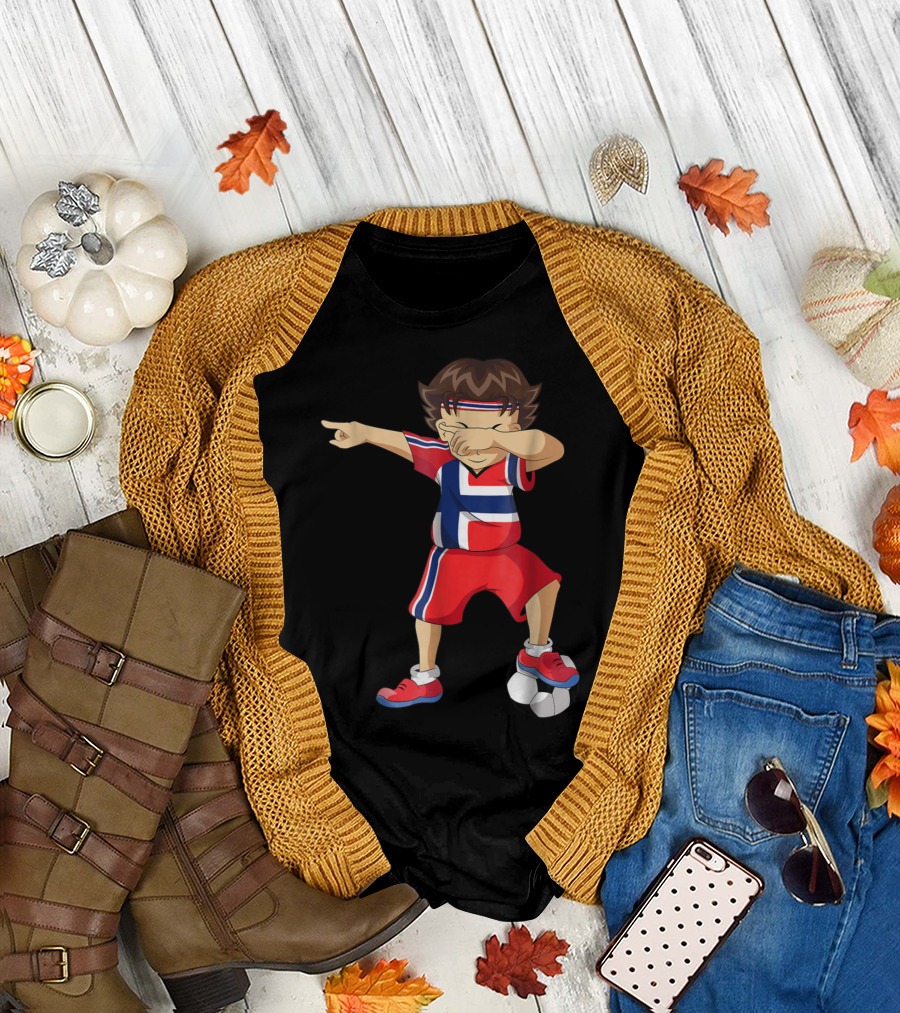 Norway Flag Soccer Player Dabbing with Football T-Shirt