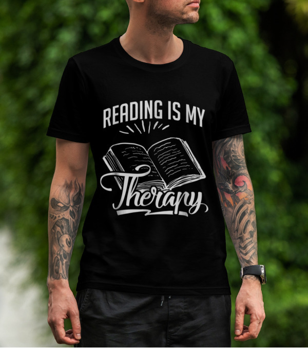 Reading Is My Therapy Open Book T-Shirt
