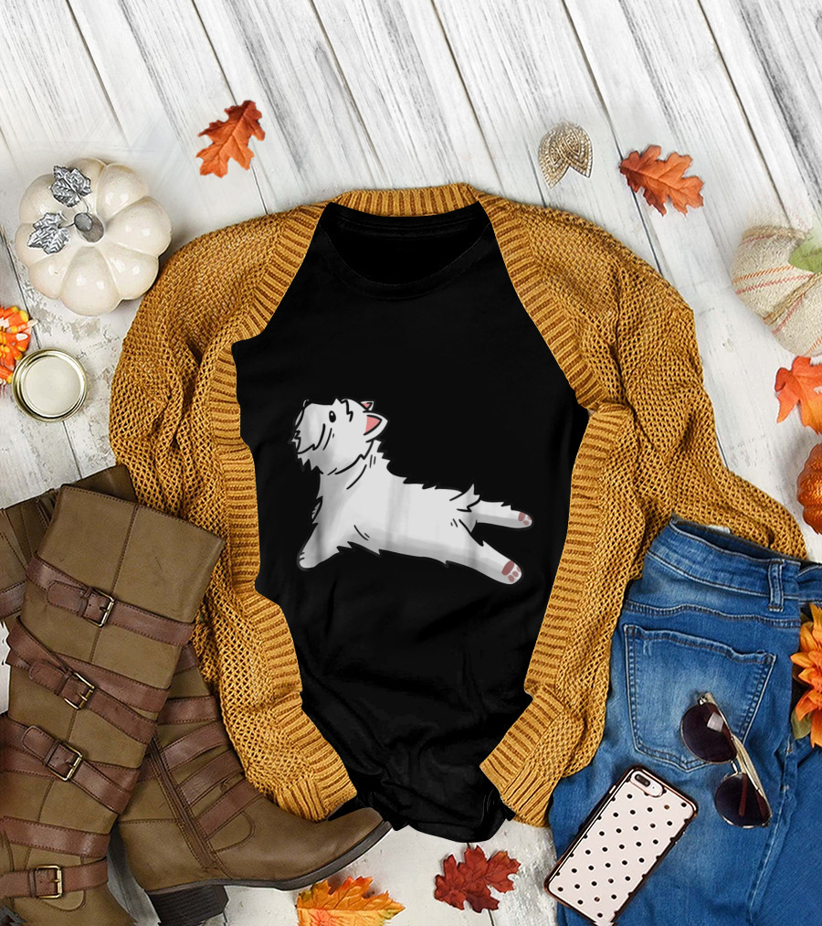 Westie Dog in Relaxed Yoga Pose Funny T-Shirt