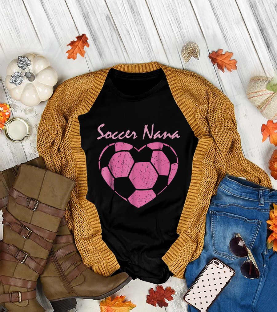 Heart-Shaped Soccer Ball Design with Soccer Nana Text T-Shirt