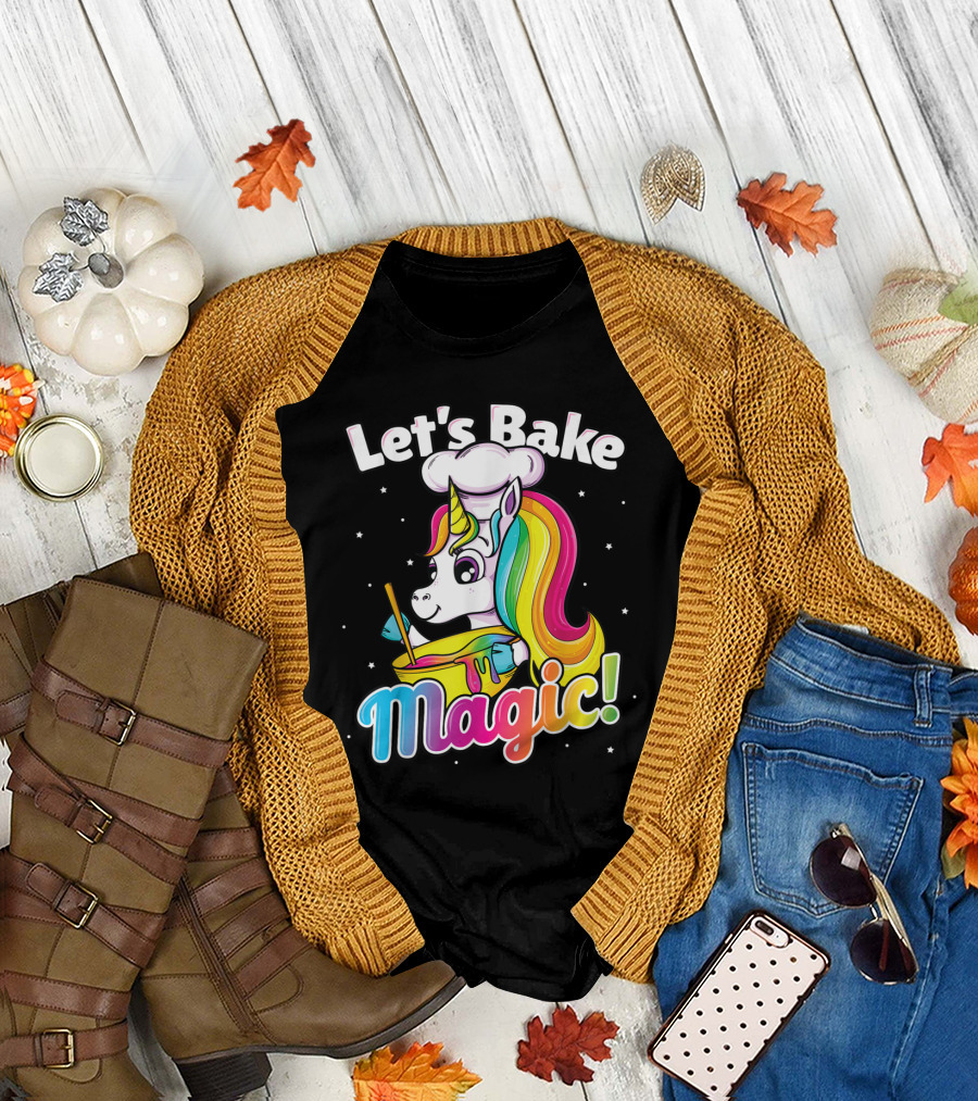 Let's Bake Magic with Unicorn Rainbow Cupcake Cake T-Shirt