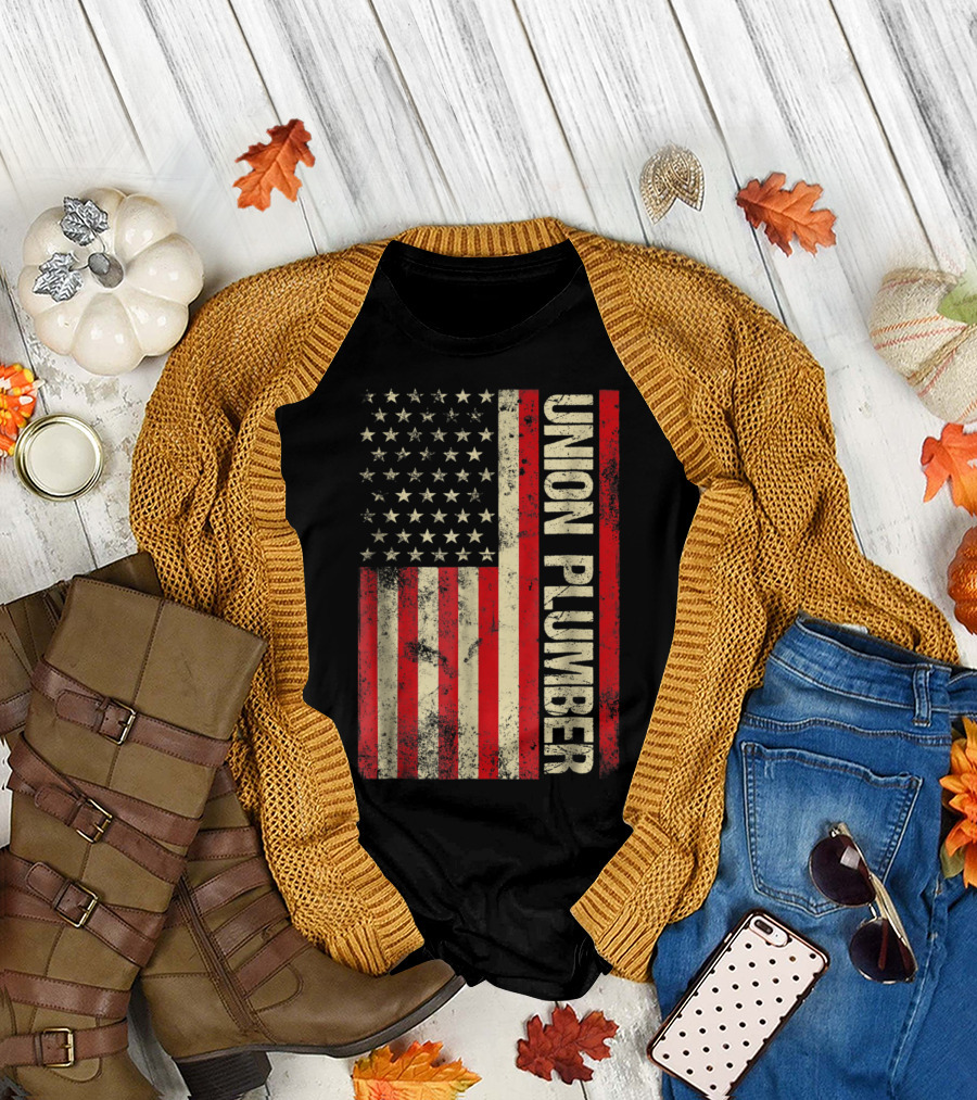 Union Plumber American Flag T-Shirt