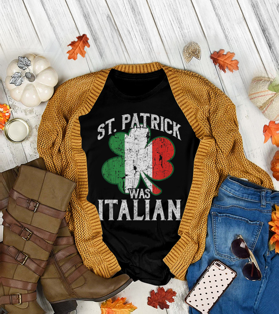 St Patrick Was Italian Shamrock with Italian Flag Colors T-Shirt