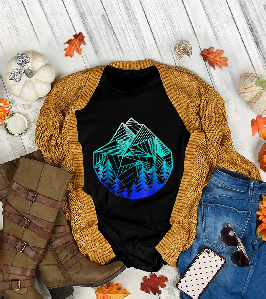 Minimal Geometric Mountains Outdoor Adventure T-Shirt