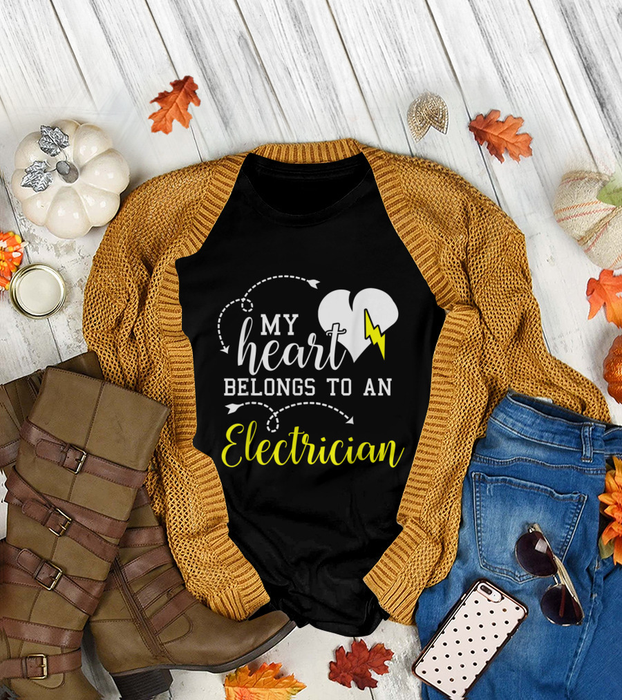 Valentines Day My Heart Belongs to an Electrician T-Shirt
