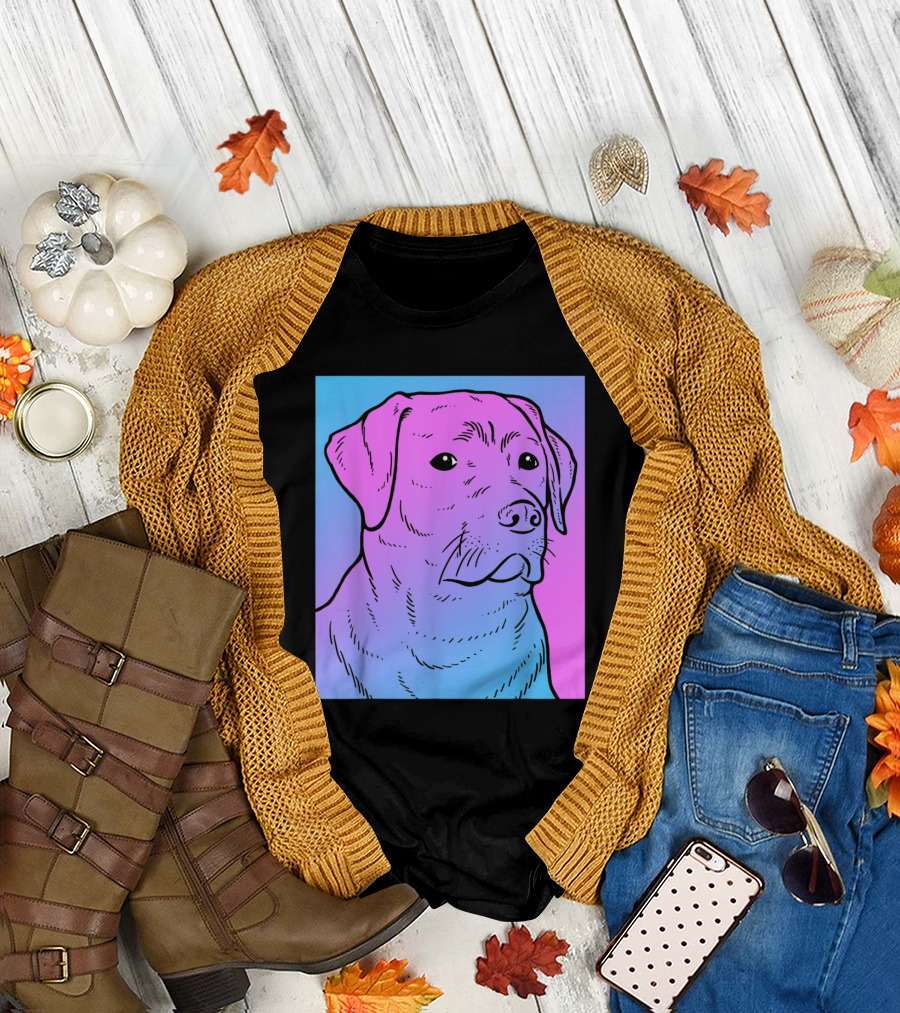 Vaporwave Labrador Aesthetic Pastel Gradient T-Shirt