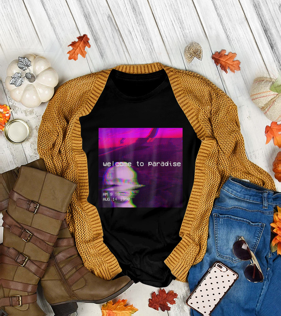 Welcome to Paradise August 14 1990 Retro Hipster Vaporwave Aesthetic T-Shirt
