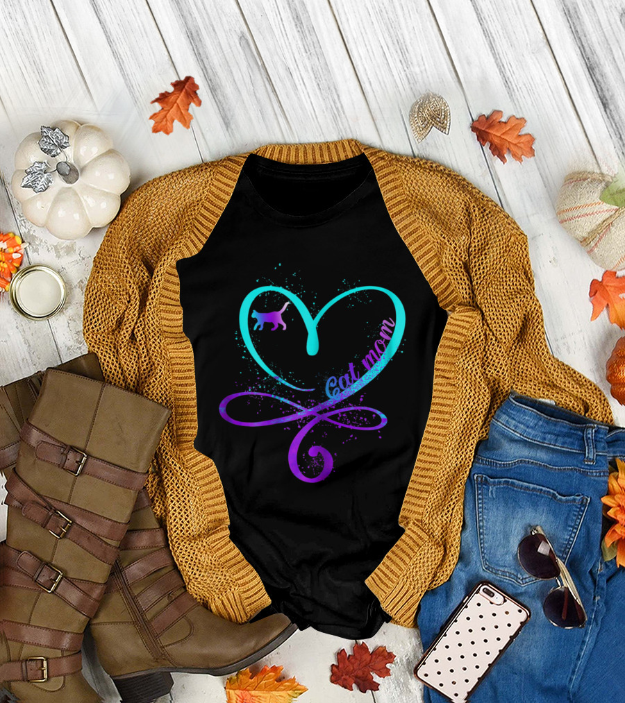 Cat Mom Love Heart Infinity Cat T-Shirt