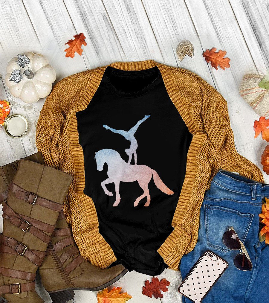 Vaulting Equestrian Sport Silhouette Acrobatic Horseback Performance T-Shirt