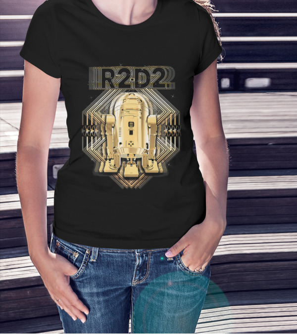 R2-D2 Gold Platinum Star Wars Last Jedi Geometric Blur T-Shirt