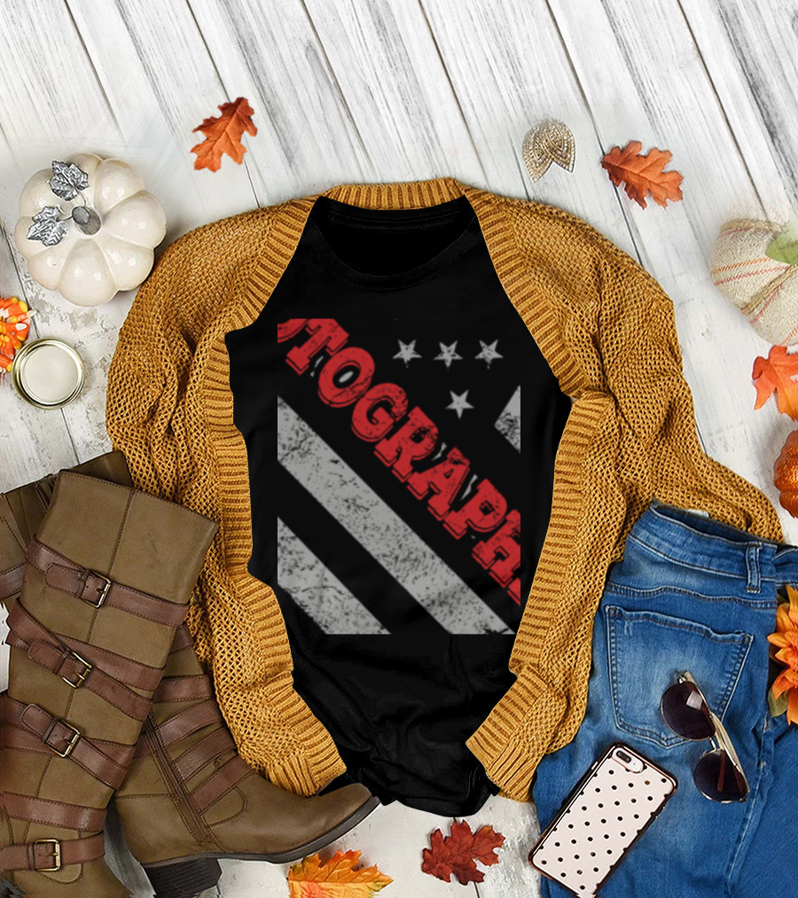 Photographer with American Flag T-Shirt