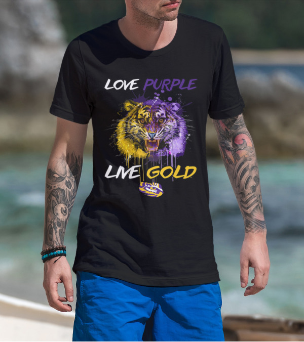 LSU Tigers Love Purple Live Gold Fierce Tiger T-Shirt
