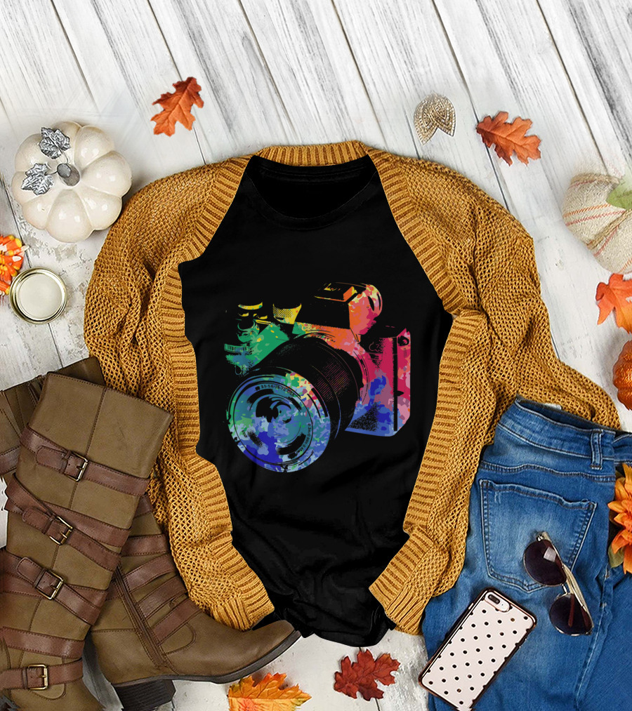 Colorful Watercolor Camera Photographer T-Shirt