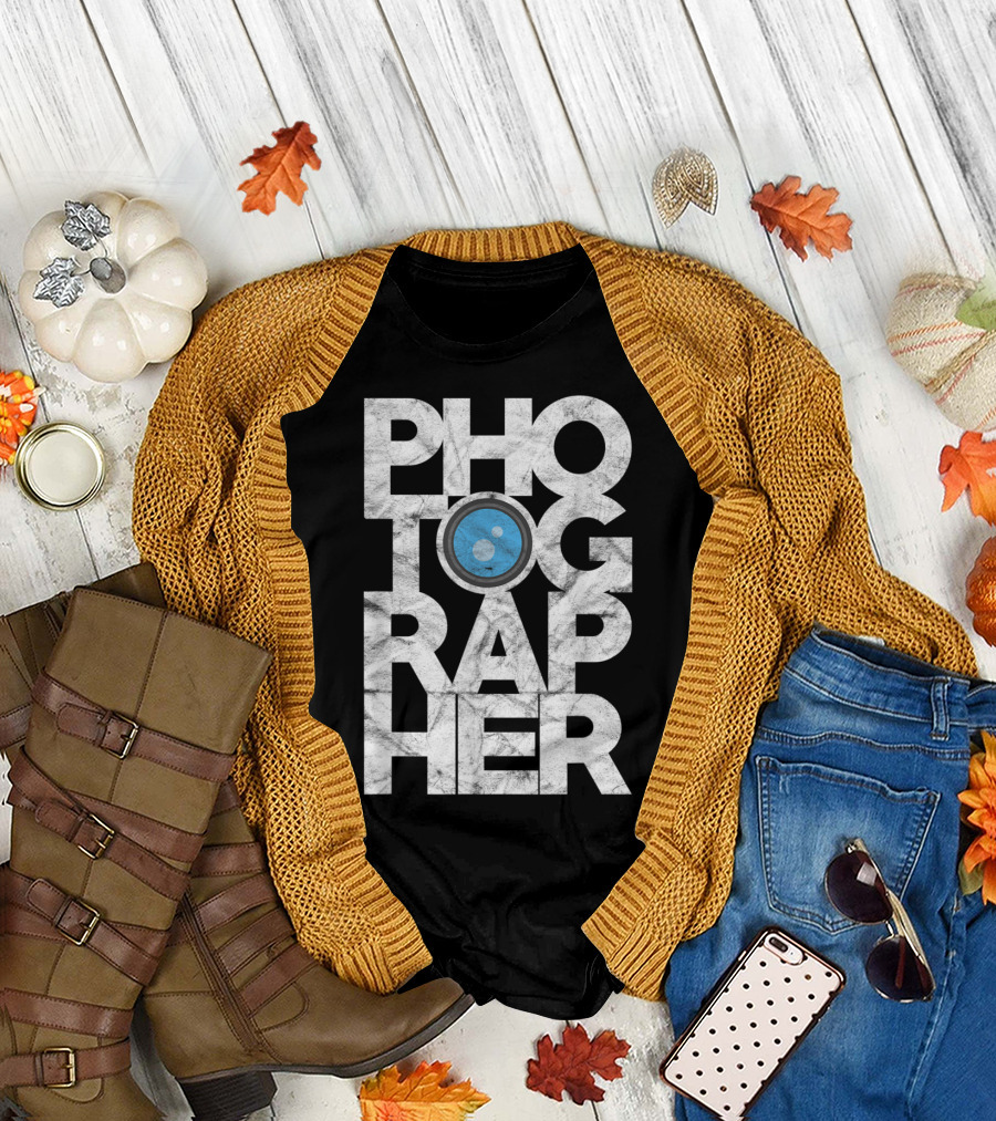 Photographer Lens Text Art Photography T-Shirt
