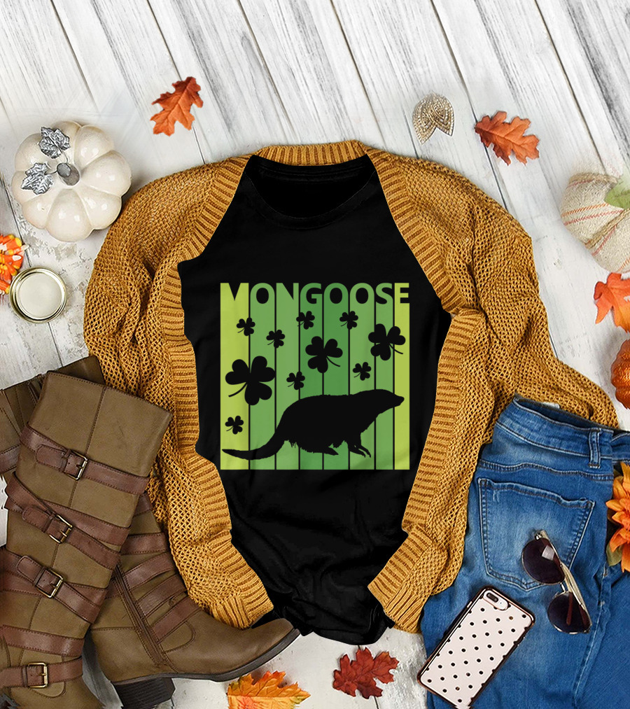 Mongoose Shamrock Clover Silhouette St Patrick's Day T-Shirt