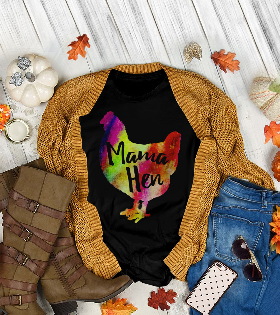 Mama Hen Colorful Chicken Farmer Mother T-Shirt