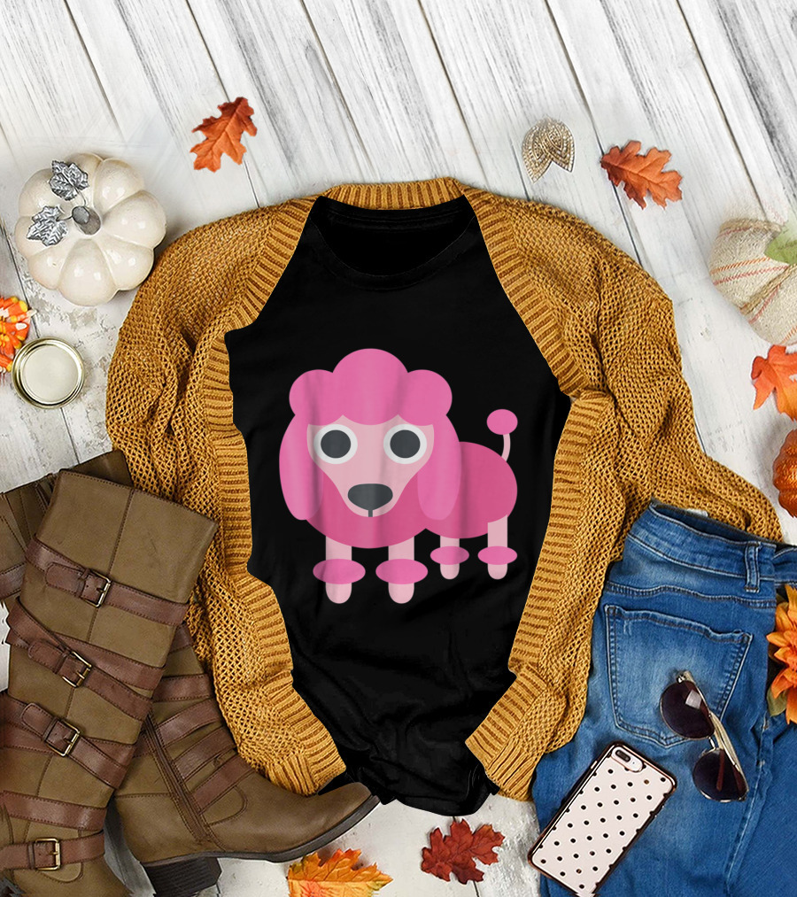 Pink Poodle Dog Cute Emoji Pet Puppy Iconic T-Shirt