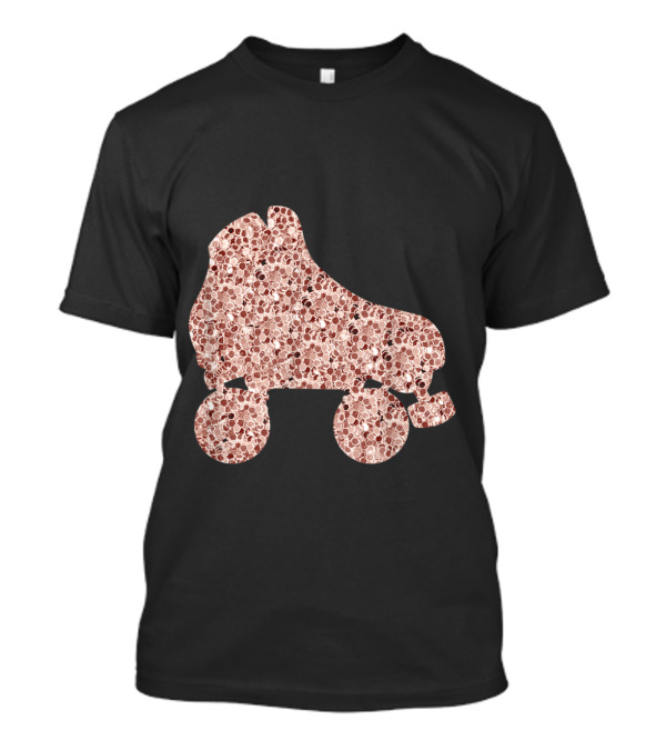 Vintage Roller Derby Skate With Rose Gold Floral T-Shirt