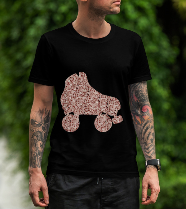 Vintage Roller Derby Skate With Rose Gold Floral T-Shirt