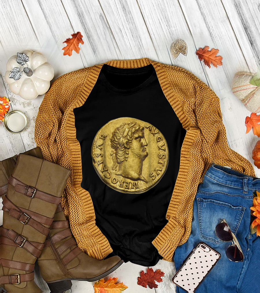 Roman Emperor Nero Gold Coin Numismatic Caesar Augustus Bust T-Shirt