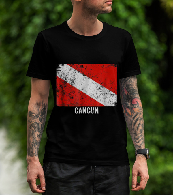 Vintage Cancun Distressed Dive Flag Scuba Diving T-Shirt