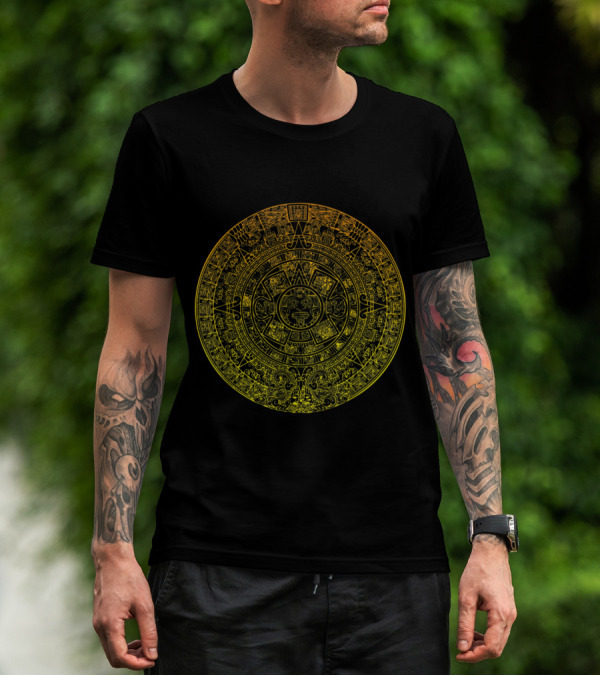 Mayan Calendar Gold Ancient Aztec Circular T-Shirt