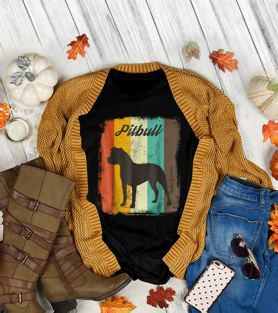 Pitbull Silhouette with Vintage T-Shirt